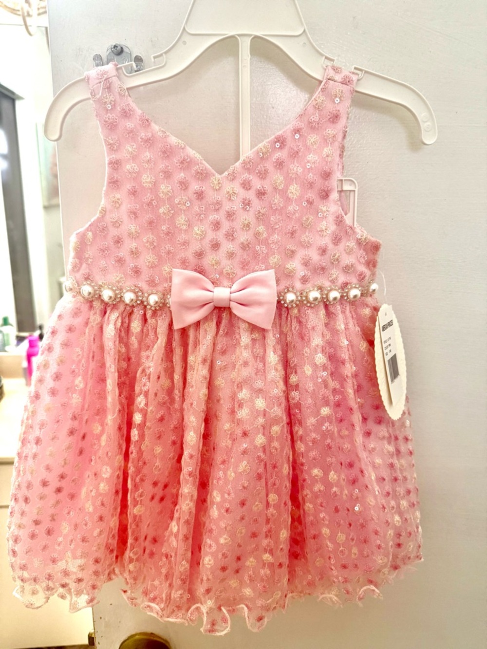 American Princess Pink Sequin Bow Dress